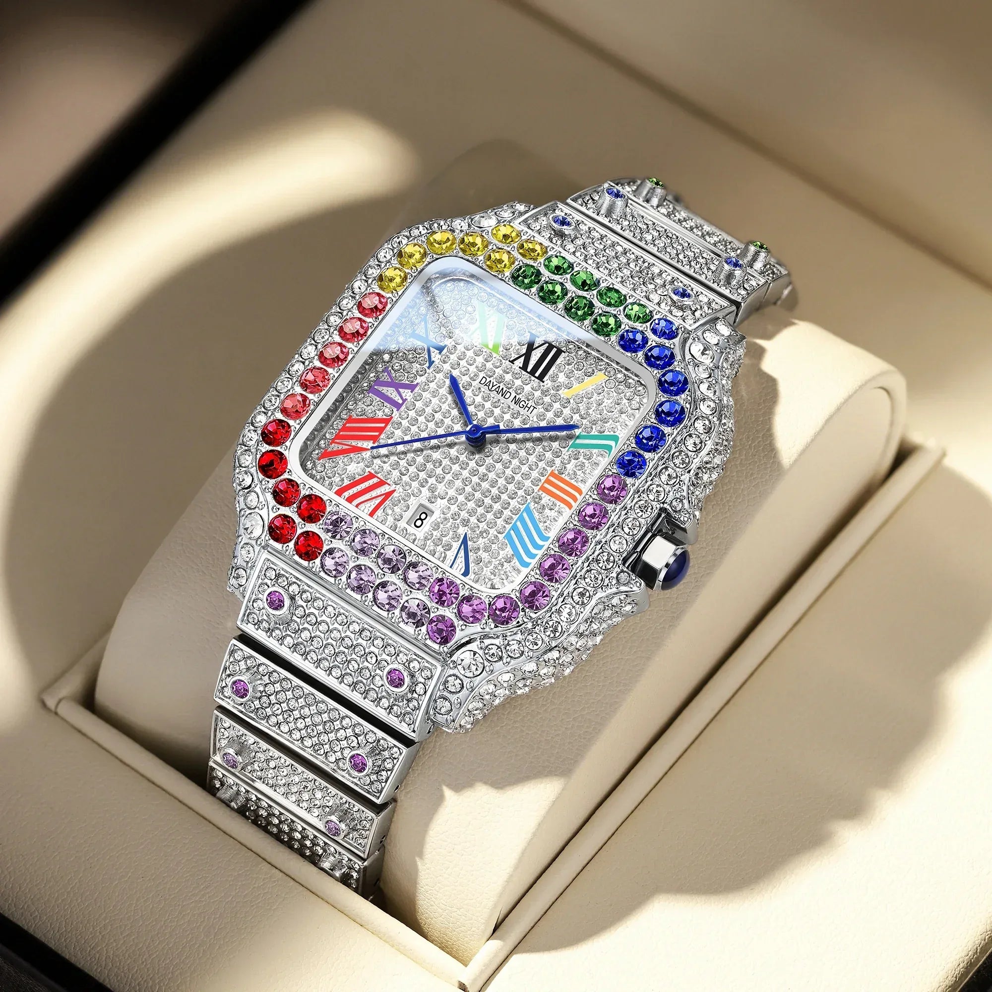 Luxury Full Moissanite Iced Out Watch | Men & Women’s Quartz Watch | Roman Numerals Party Clock | Passes Tester | Caratix - CaratixJewelry